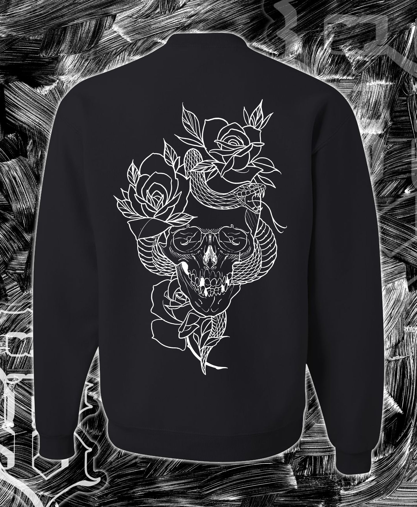 Skull n Roses Black crew Sweater