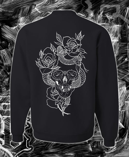 Skull n Roses Black crew Sweater