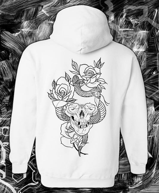 Skull n Roses White Hoodie