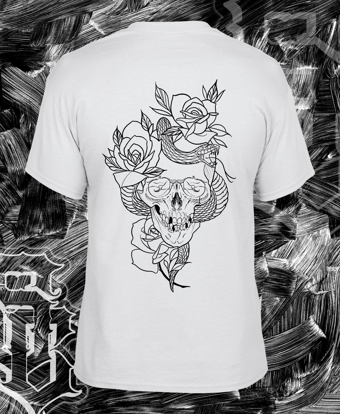 Skull n Roses White Tee