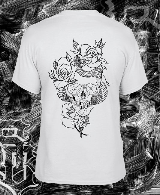 Skull n Roses White Tee