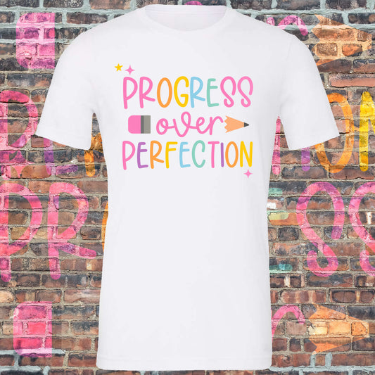 Progress over perfection tee (White)