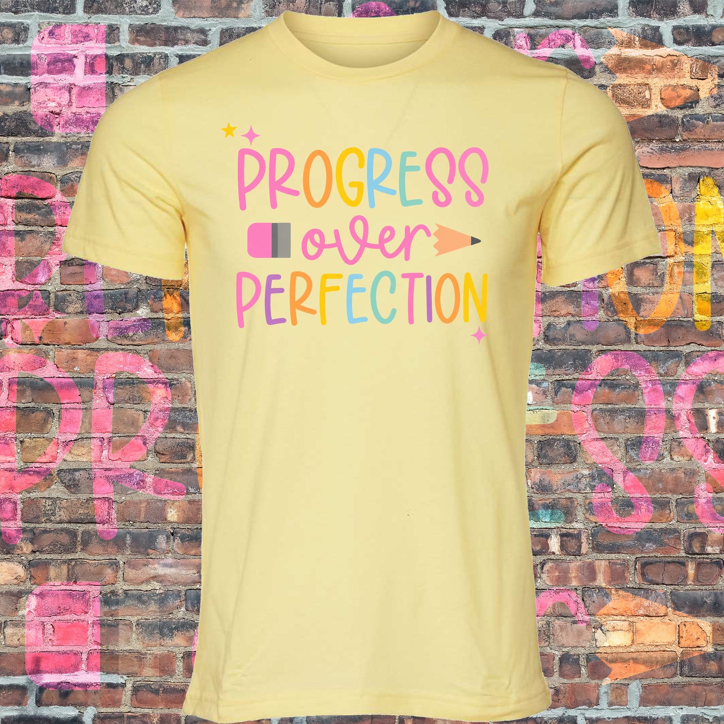 Progress over perfection tee (Yellow)