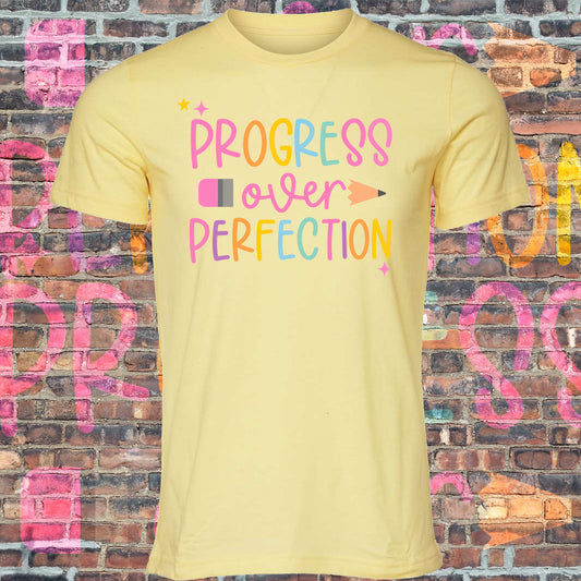 Progress over perfection tee (Yellow)