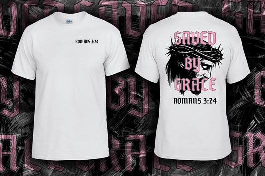 Saved By Grace White Tee